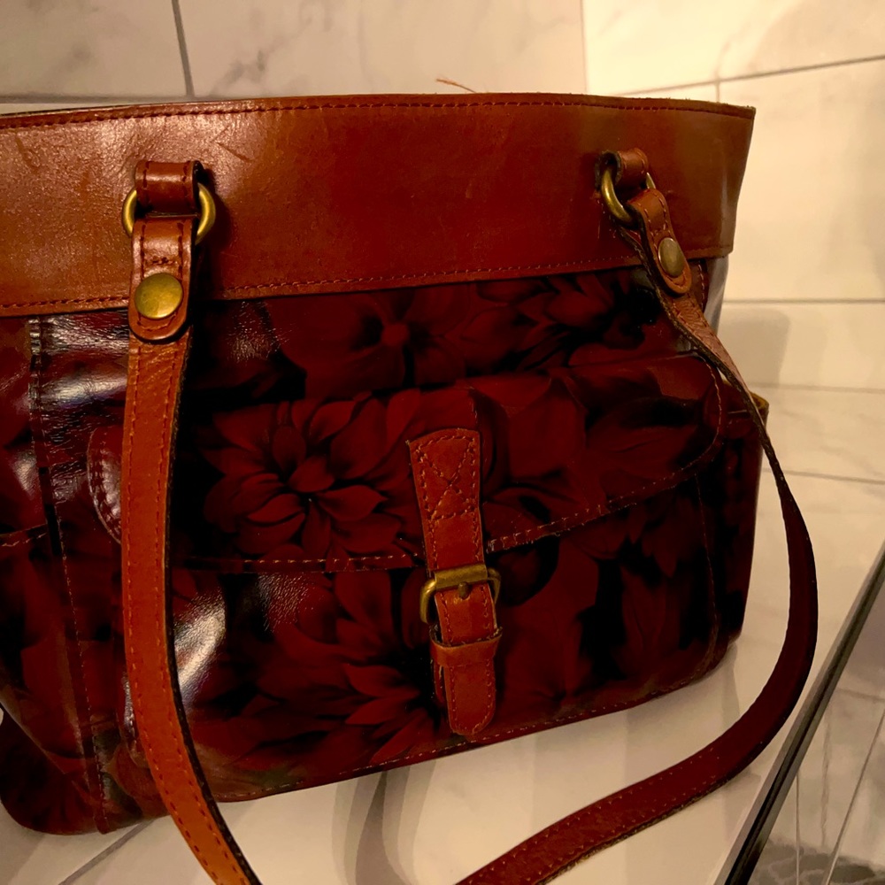 Patricia Nash handbags, leather brown & red like new flower print